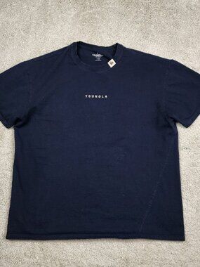 YoungLA Shirt Mens Size XL Navy Basic Embroidered Logo Crewneck Casual Tee USA